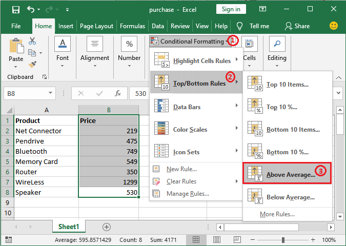 What is meant by Conditional formatting in Microsoft Excel