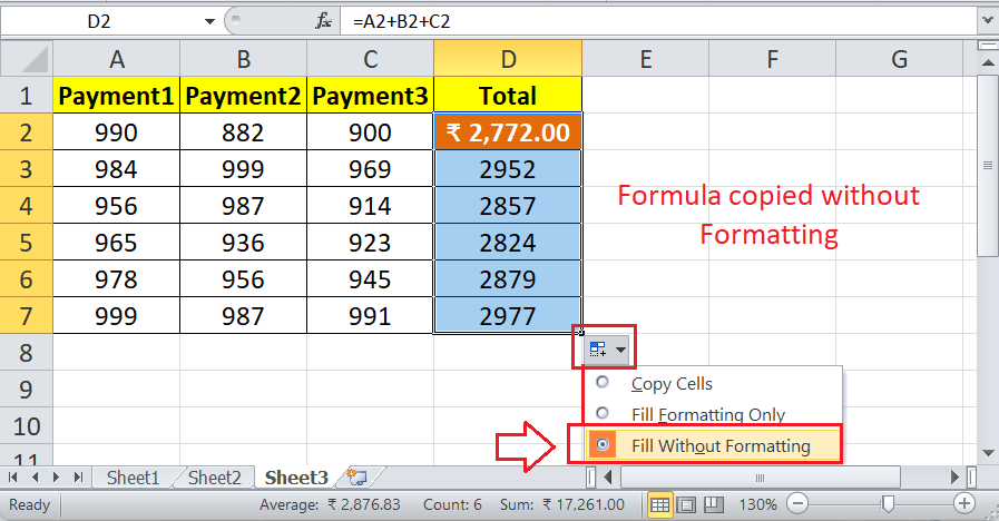 Copying Formula in Excel