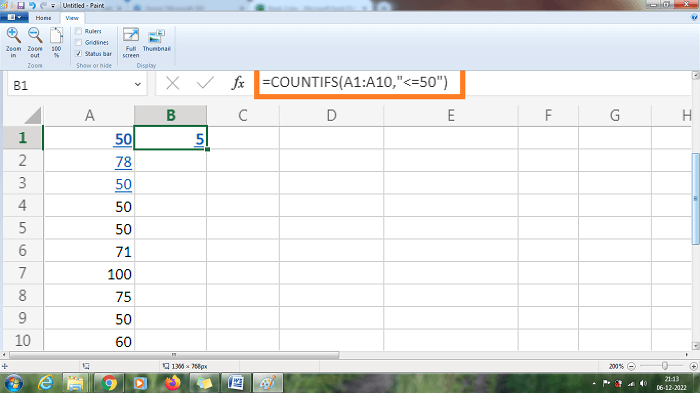 Countif Function in Excel