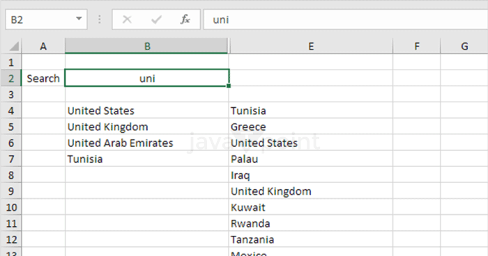 Create a Search Box In Excel