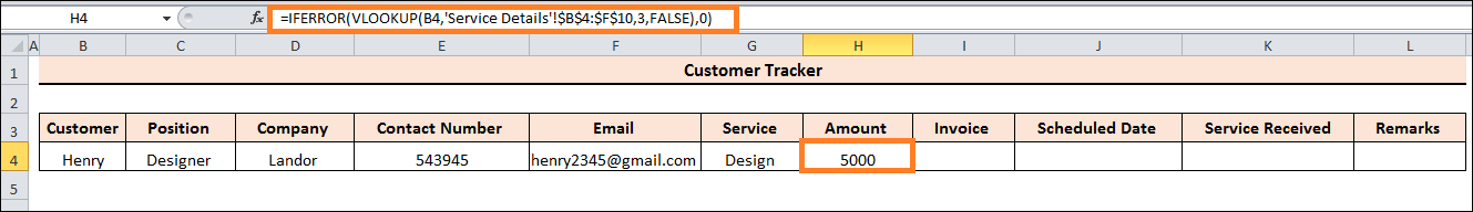 Customer service tracker in Excel