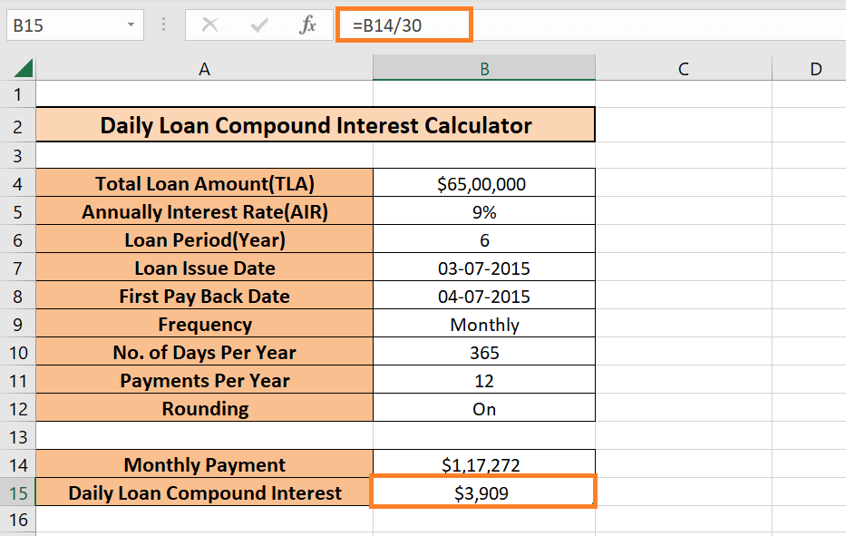 Daily Loan Calculator in Excel
