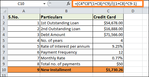 Debt consolidation calculator excel