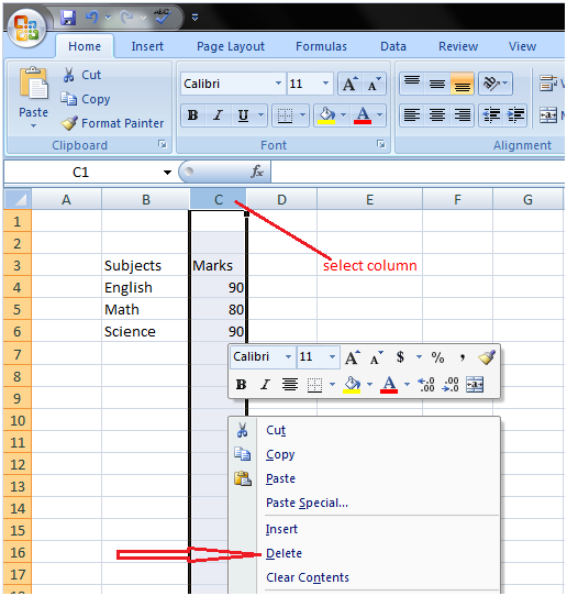 ms-excel-how-to-delete-data-rows-and-columns-javatpoint