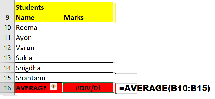 #Div/0! Excel Error