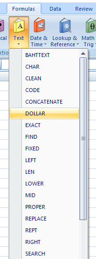 Dollar function in excel