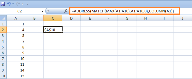 Excel Address Function With Formulas