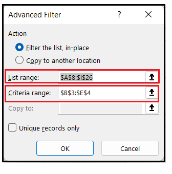 Excel Advance Filters