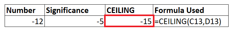 Excel CEILING Function
