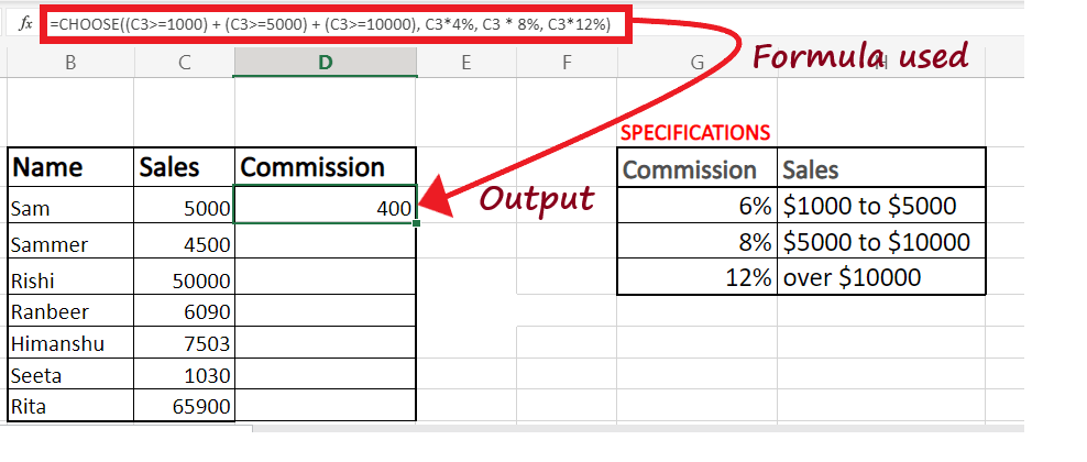 Excel Choose Function
