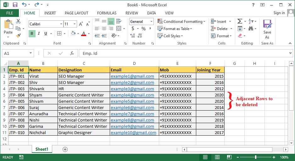 excel-delete-row-shortcut-javatpoint