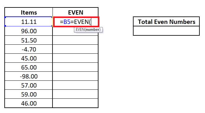 Excel EVEN Function