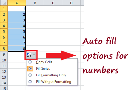 Excel Fill Handle