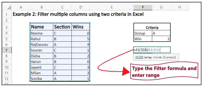 Excel Filter Function