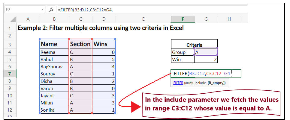 Excel Filter Function