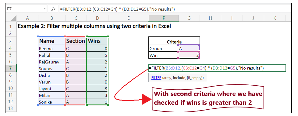 Excel Filter Function