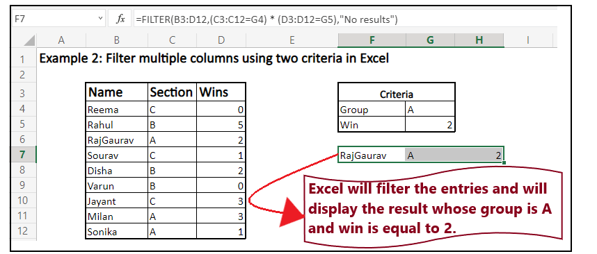 Excel Filter Function
