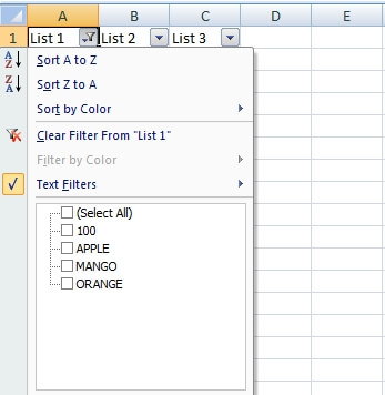 Excel Filter Shortcut