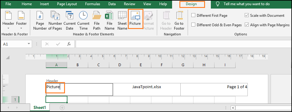 Excel Header and Footer