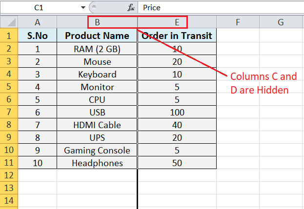 excel-hide-shortcut-javatpoint