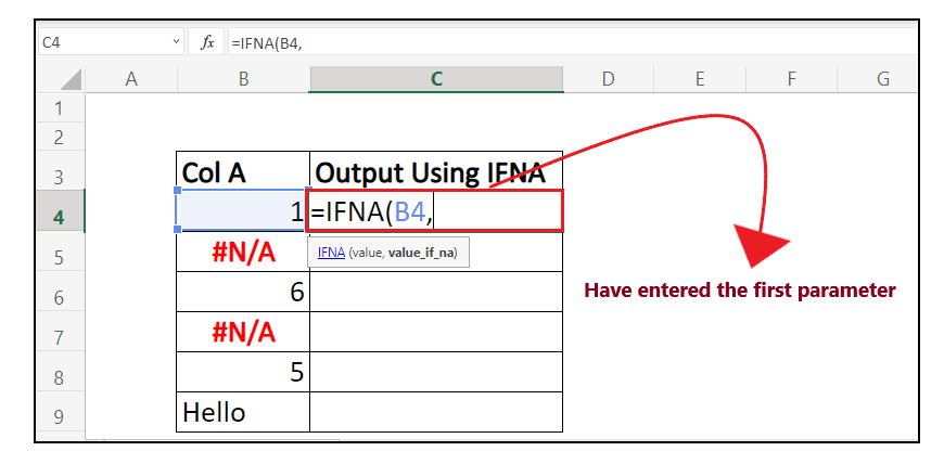 Excel IFNA Function