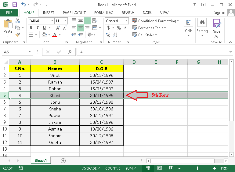 insert rows in excel 2013