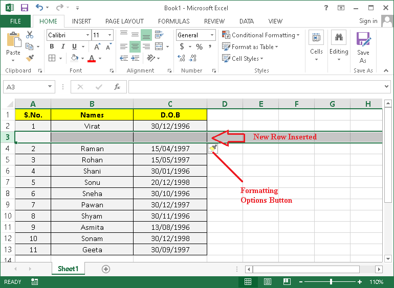 Excel Insert Row Shortcut Javatpoint 6531