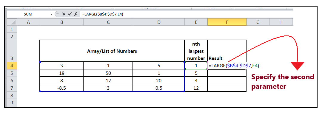 Excel Large Function