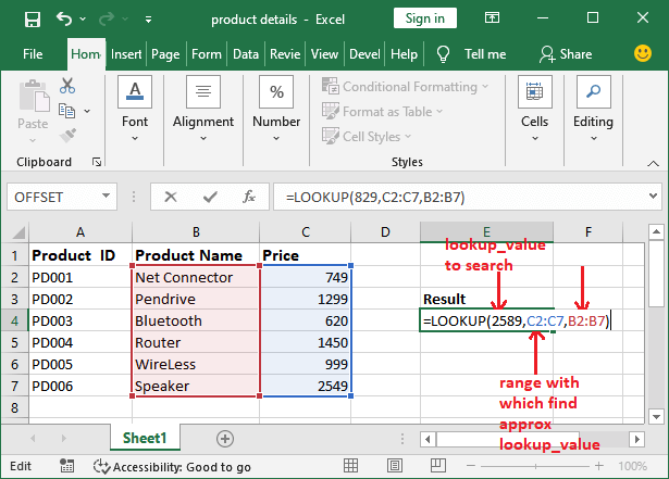 Excel LOOKUP() Function   Javatpoint