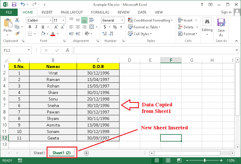 Excel New Sheet Shortcut javatpoint