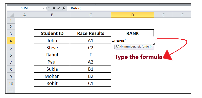 Excel Rank Function