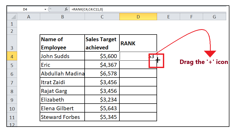 Excel Rank Function