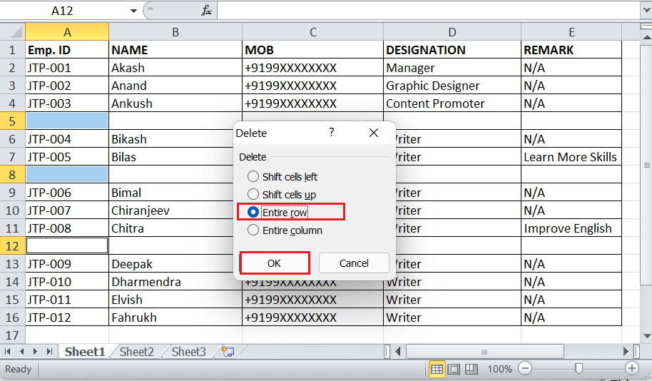 Excel Remove Blank Rows