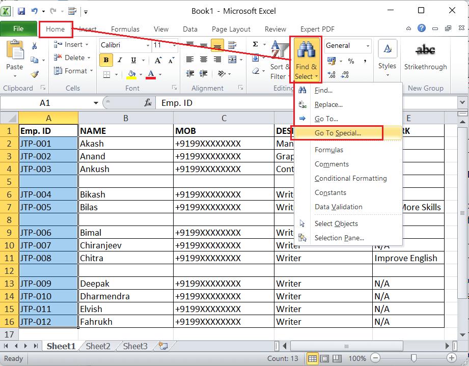 excel-remove-blank-rows-javatpoint