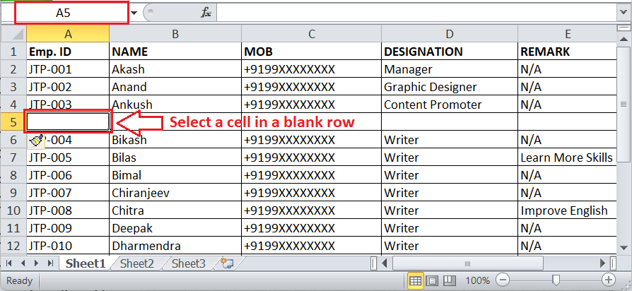 excel delete blank rows keyboard shortcut