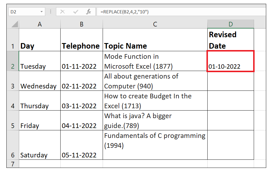 Excel Replace Function