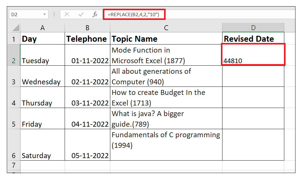 Excel Replace Function