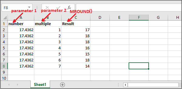 Excel round off formula