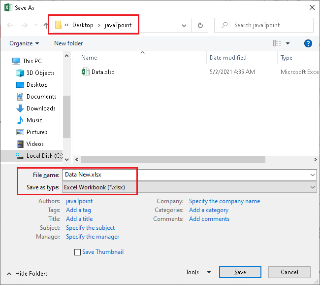 excel hotkey for save as