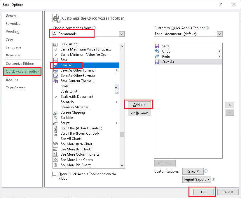 Excel Save As Shortcut