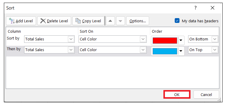 Excel Sort by Color