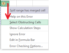 Excel #SPILL! error