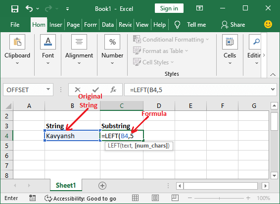 Excel Substring formula