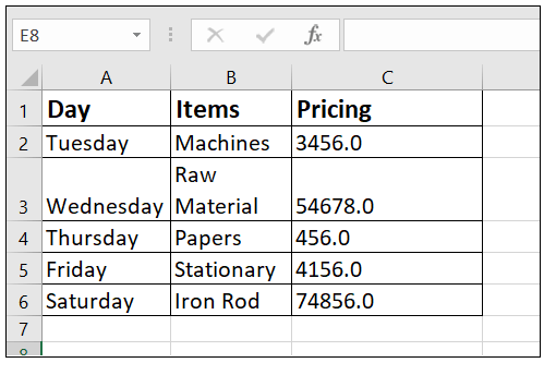 Excel Value Function
