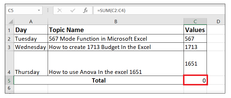 Excel Value Function