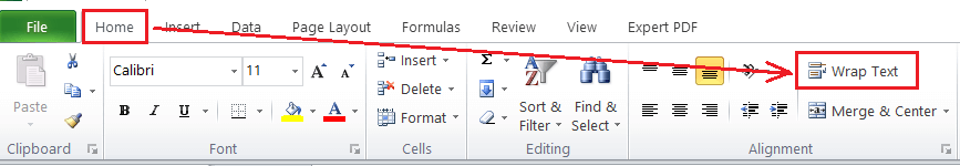 Excel Wrap Text Shortcut