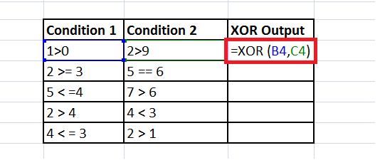 Excel XOR() Function