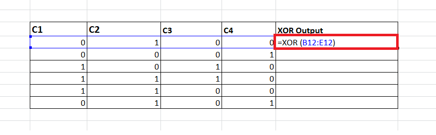 Excel XOR() Function