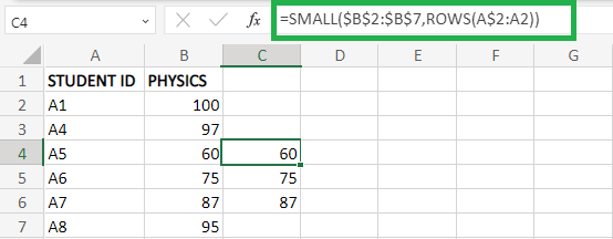 Finding Top or Bottom 'N' values in Excel