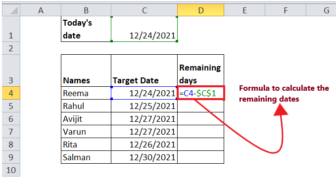Formula reference in Excel